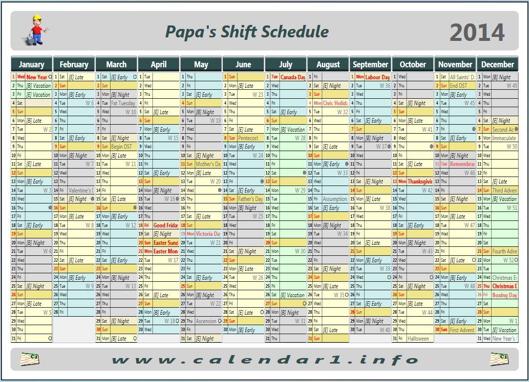 Papas Schichtplan